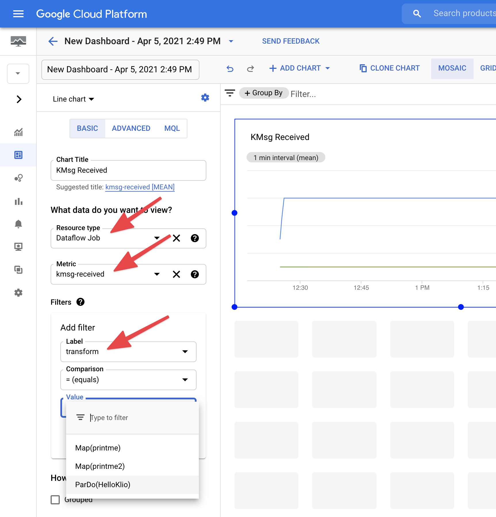 Klio metrics available in Stackdriver Monitoring Dashboards